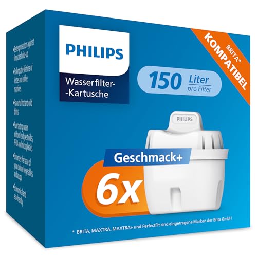 Produktbild: philips water wasserfilter kartuschen 6er-pack brita kompatibel mikroplastik chlor kalk schwermetalle
