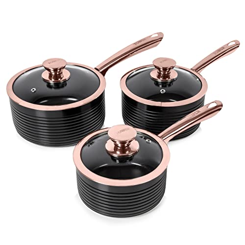 topfset tower t800001rb 3-teilig antihaftbeschichtet 16cm 18cm 20cm rosgold schwarz