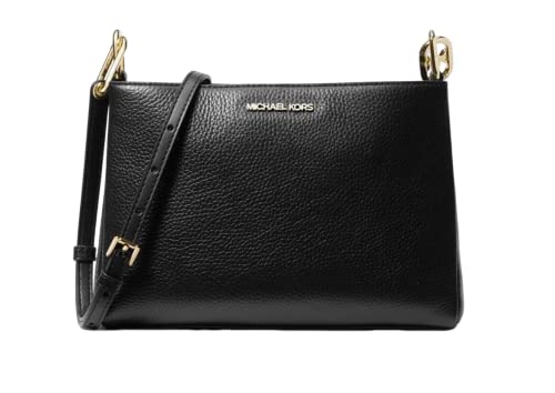 michael kors trisha leder crossbody-tasche mit 3 fächern, schwarz