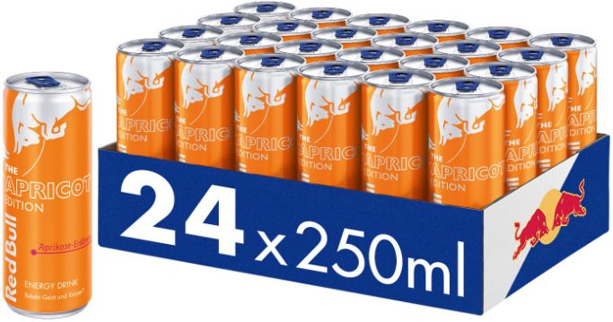 red bull energy drink apricot edition 24er pack 19,57 euro nur 0,82 euro pro dose