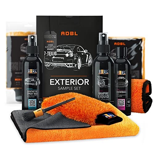 adbl autopflege set außenpflege, autowaschset, autoshampoo, felgenreiniger, wax, sprühversiegelung, 7-teilig