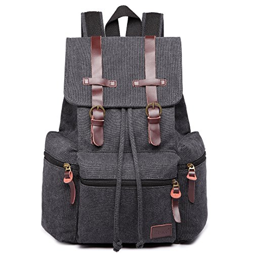 kono canvas rucksack unisex vintage schultasche für outdoor reisen wandern camping schwarz