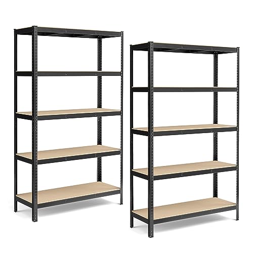 songmics regalset 2 teile lagerregale 60 x 120 x 200 cm stahlrahmen 750 kg belastung schwarz