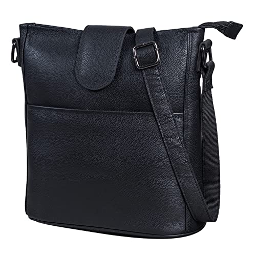 leabags leder handtasche damen, echtleder umhängetasche für arbeit, uni, schule, freizeit