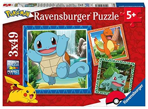 pokemon kinderpuzzle 3x49 teile ravensburger glumanda bisasam schiggy ab 5 jahren