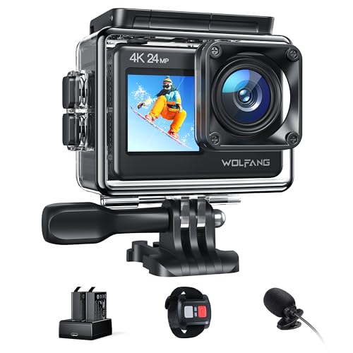 4K action cam unterwasserkamera wolfang ga200 mit wifi, 170 weitwinkel, touchscreen, eIS