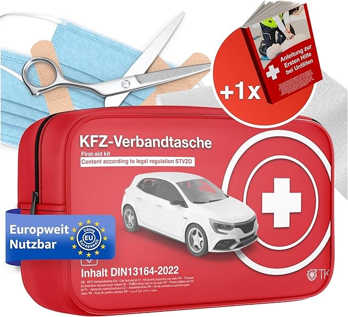 Verbandskasten Auto DIN 13164 mit Beatmungstüchern, Norm 2026
