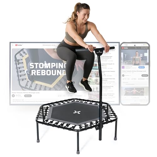 sportplus trampolin für zuhause mit haltestange höhenverstellbar bis 130 kg