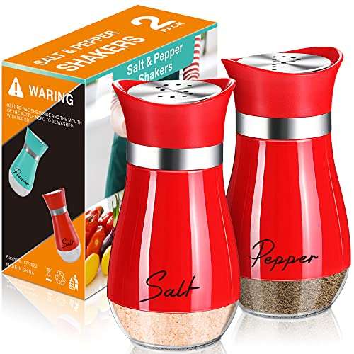 salz und pfefferstreuer set 120ml mit edelstahl deckel rot für küche und unterwegs