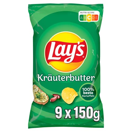 Lay's kartoffelchips mit kräuterbutter, knusprig gewürzt, 9 x 150 g