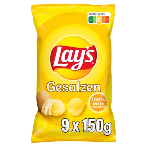 lay's chips gesalzen  knusprige kartoffelchips für partys, 9 x 150 g