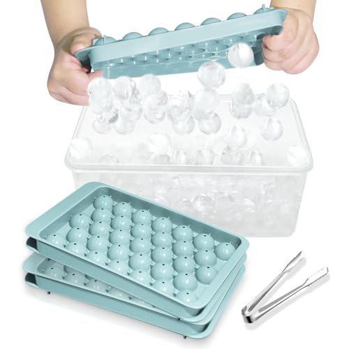 miaowoof mini eiswürfelschale rund, eisbehälter für gefrierfach, 3er pack, blau