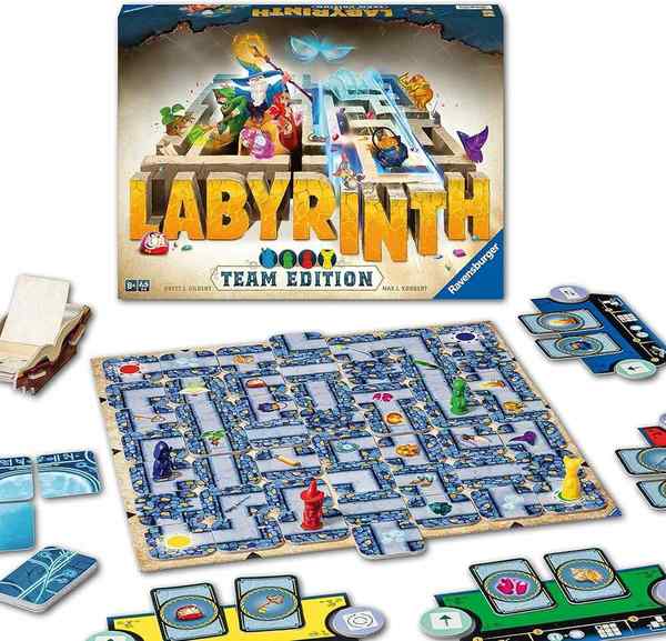 ravensburger labyrinth team edition, kooperatives brettspiel für familien