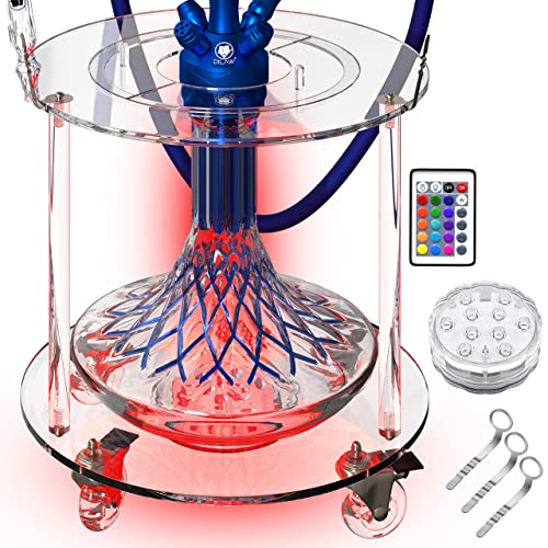 dilaw shisha tisch mit led untersetzer und 3 schlauchhaltern, acryl, transparent