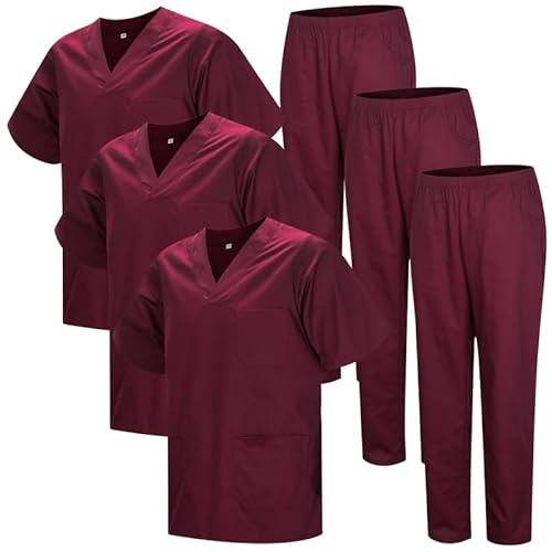 MISEMIYA unisex hygieneuniform sanitäreinheit 3 sets x-small granat 22