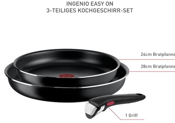 Produktbild: tefal ingenio easy on pfannenset 3-teilig für 40,69 euro statt 51 euro