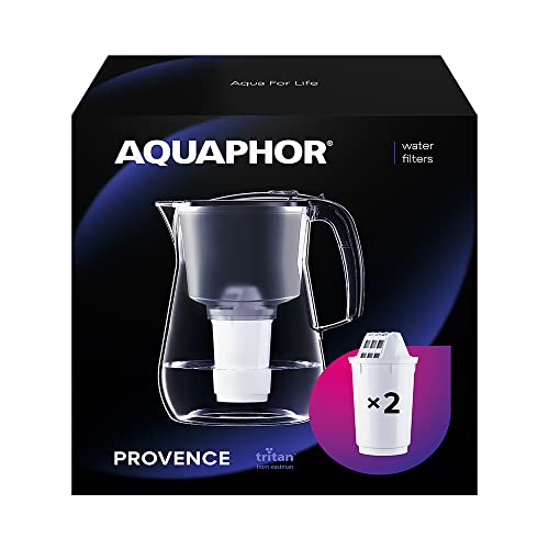 aquaphor wasserfilter Provence schwarz, 4,2l, inkl. 2 a5 filter, reduzierter kalk-chlor