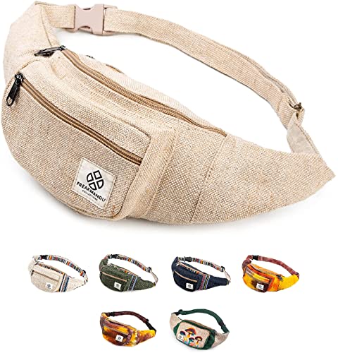 freakmandu unisex hanf gürteltasche, fanny pack für wandern, laufen, boho stil