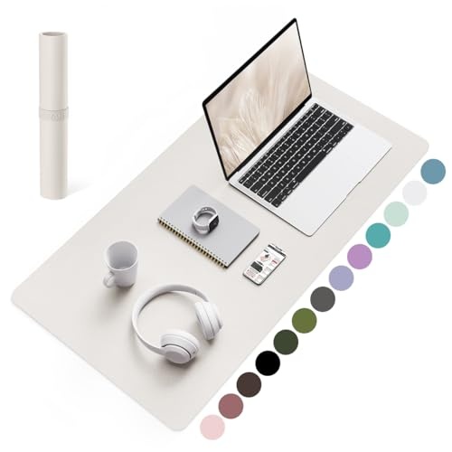 Produktbild: ysagi desk mat grau, mauspad mit leder und rutschfester sude, 80 x 40 cm