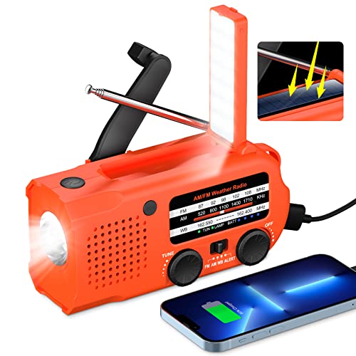 Olycism solar radio mit kurbel, 2000 mAh powerbank, AM/FM radio, taschenlampe
