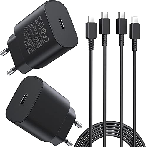 25W USB C ladegerät 2er-pack, schnellladegerät pd 3.0 mit 1.8m kabel für samsung galaxy s23