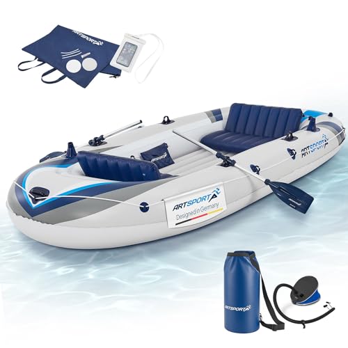 Schlauchboot ArtSport 322 cm für 4 Personen, aufblasbar mit Paddel, Luftpumpe, Tasche, Reparaturset