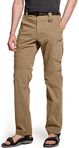 cqr Herren Cargo Pants wasserabweisend, zip off, leicht, stretch, UPF 50+, coyote 38W/30L