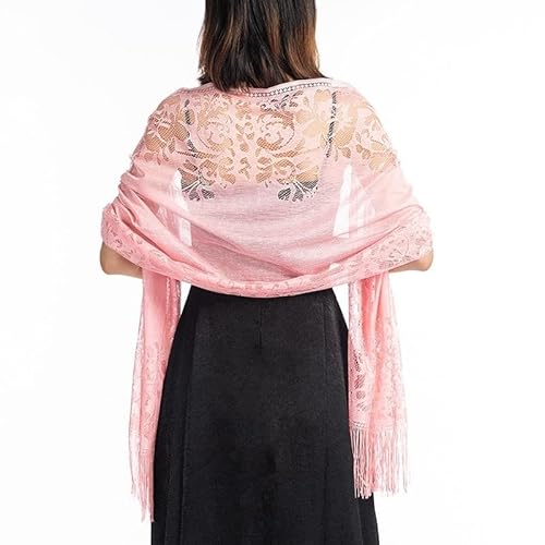 chuangminghangqi damen spitze schal stola rechteck rosa für abendkleid party hochzeit