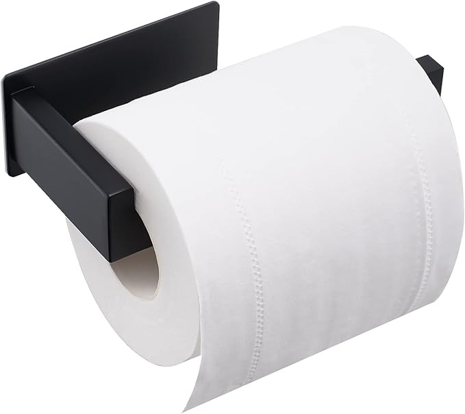 Toilettenpapierhalter Edelstahl selbstklebend ohne Bohren, schwarz, WC Halter