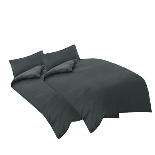 aisbo bettwäsche 135x200 grau 4teilig mikrofaser mit reißverschluss, öko-tex
