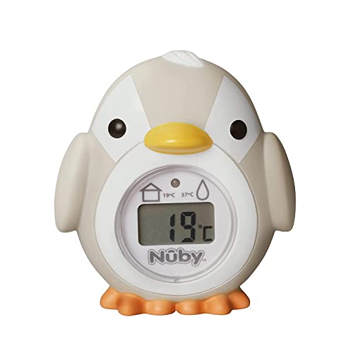 nuby badethermometer für babys pinguinform grau bpa-frei leicht lesbar ab 0 monaten