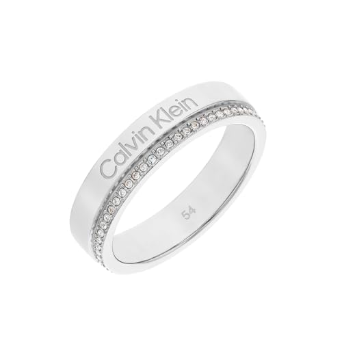 calvin klein damen ring minimal linear edelstahl mit kristallen 35000200D