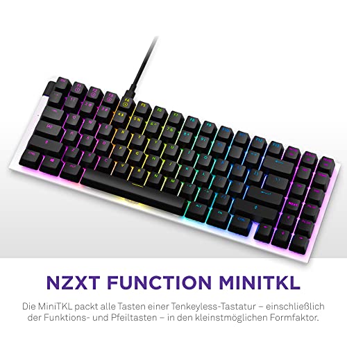 mechanische tkl tastatur NZXT Function MiniTKL white, hot-swap, gateron red, rgb, de-layout