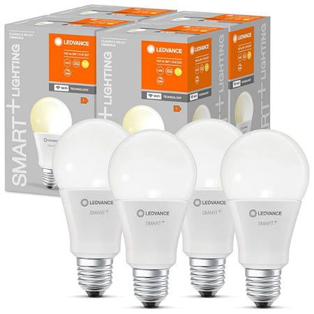 ledvance smarte led-lampe 4er pack e27 dimmbar 2700k wi-fi 19,99