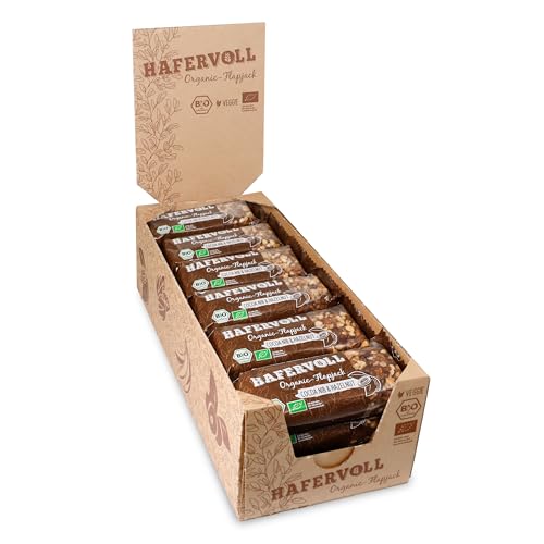 HAFERVOLL Bio Müsliriegel Cacao Nib & Haselnuss, 18 x 60 g, zuckerfrei, mit Honig