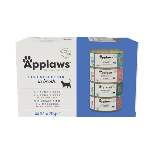 Applaws 100% natürliches nassfutter für katzen, fisch multipack 24 x 70g dosen