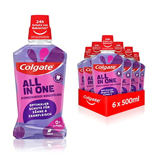 colgate mundspülung all in one 6x500 ml, frische und kariesschutz ohne alkohol