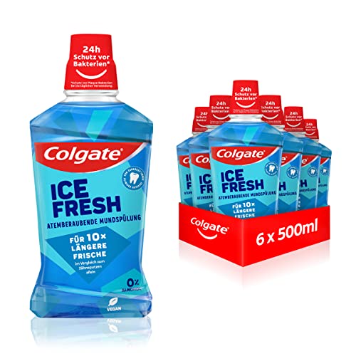 colgate mundspülung ice fresh 6x500 ml, antibakterielle zahnreinigung ohne alkohol