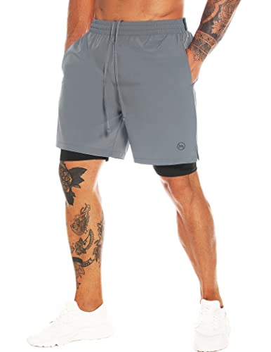 herren workout laufshorts 2-in-1 7" schnell trocknend mit liner gym shorts für männer