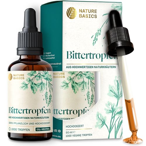 bitter drops 1000 tropfen, 20 tropfen pro täglicher dosis, alkoholfrei, vegan