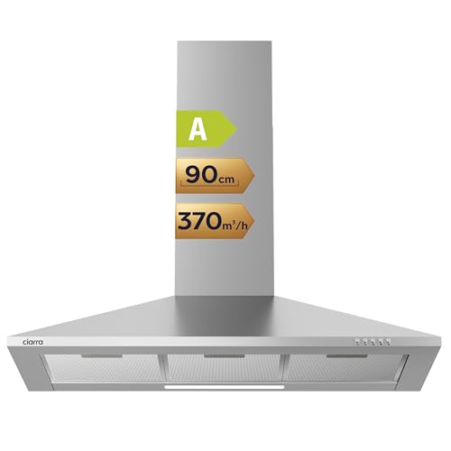 Produktbild: ciarra dunstabzugshaube edelstahl 90 cm pyramide typ cas9201a silber