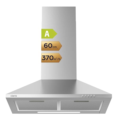 ciarra dunstabzugshaube 60cm pyramidenschrank, umluft abluft, edelstahl, cas6201a