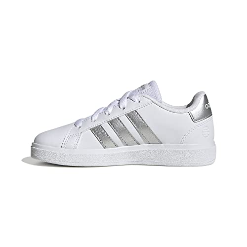 adidas grand court tennis schuhe lace-up, weiß/matte silber, 33 eu