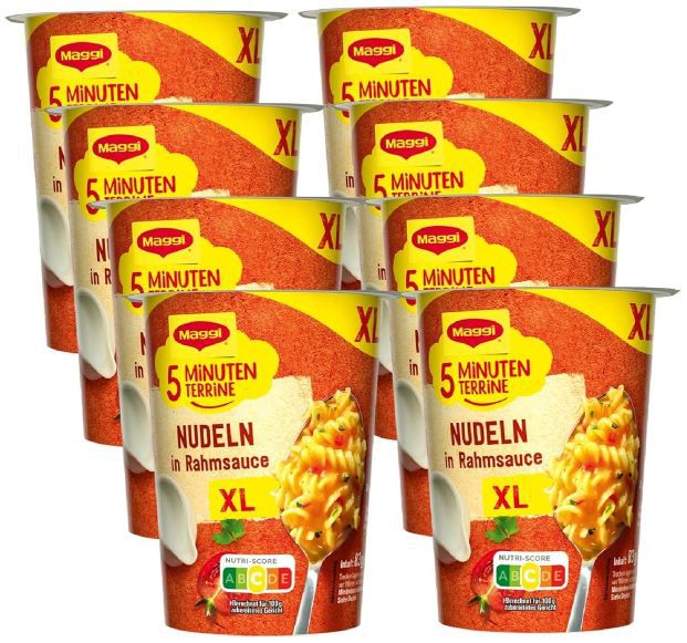 maggi 5 minuten terrine xl nudeln rahmsauce 8er pack ab 9,71 euro
