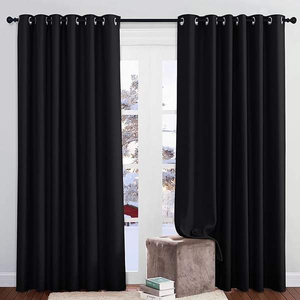 PONY DANCE Verdunkelungsvorhänge Schwarz 2er Set H 210 x B 200 cm Ösen