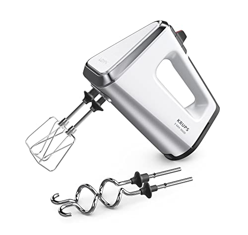 krups gn9101 handmixer 750 watt mit geschwindigkeitsregler und turbomodus, weiß/silber