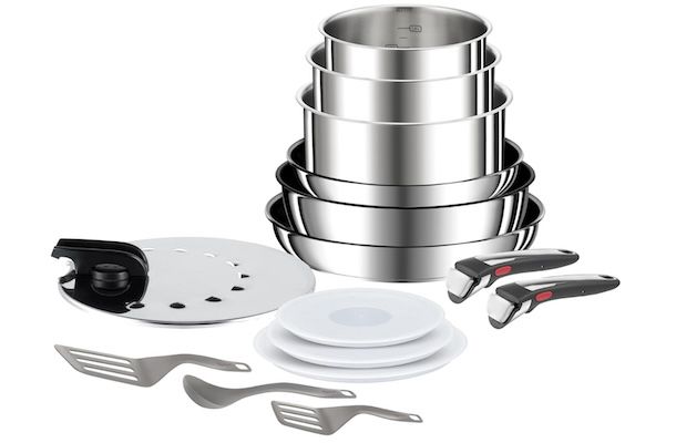Tefal Ingenio Preference On 15-teiliges Kochgeschirrset, Edelstahl, antihaftbeschichtet