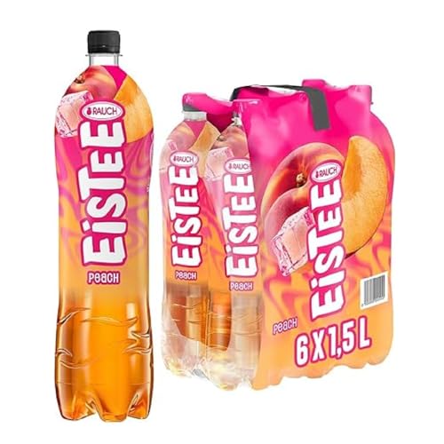 rauch eistee peach mit hagebutte, durstlöscher im 6x 1,5 liter pet pack