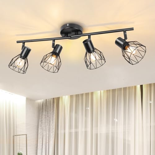Produktbild: dehobo led deckenstrahler 350 schwenkbar e14 4 flammig schwarz innenleuchte