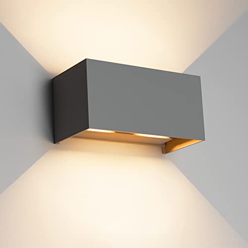klighten 24W led wandlampe innen außen ip65 3000k warmweiß dunkelgrau abstrahlwinkel